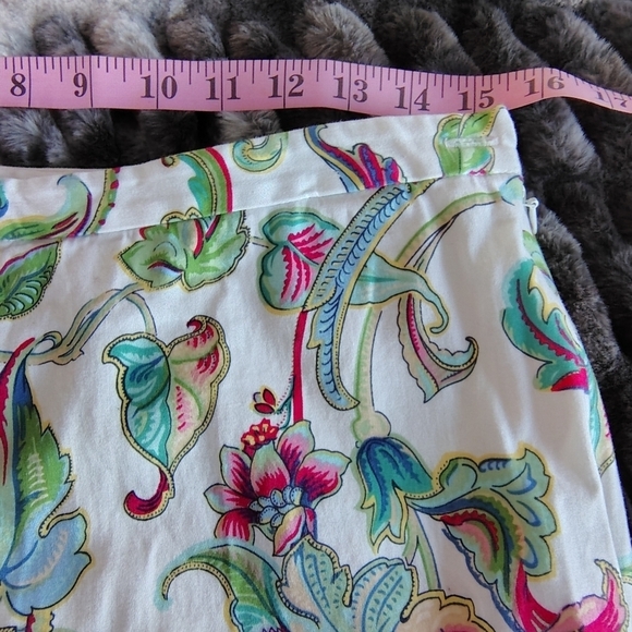 Lauren Ralph Lauren Green Iabel White Floral Straight Leg Pants 10 - Picture 9 of 9